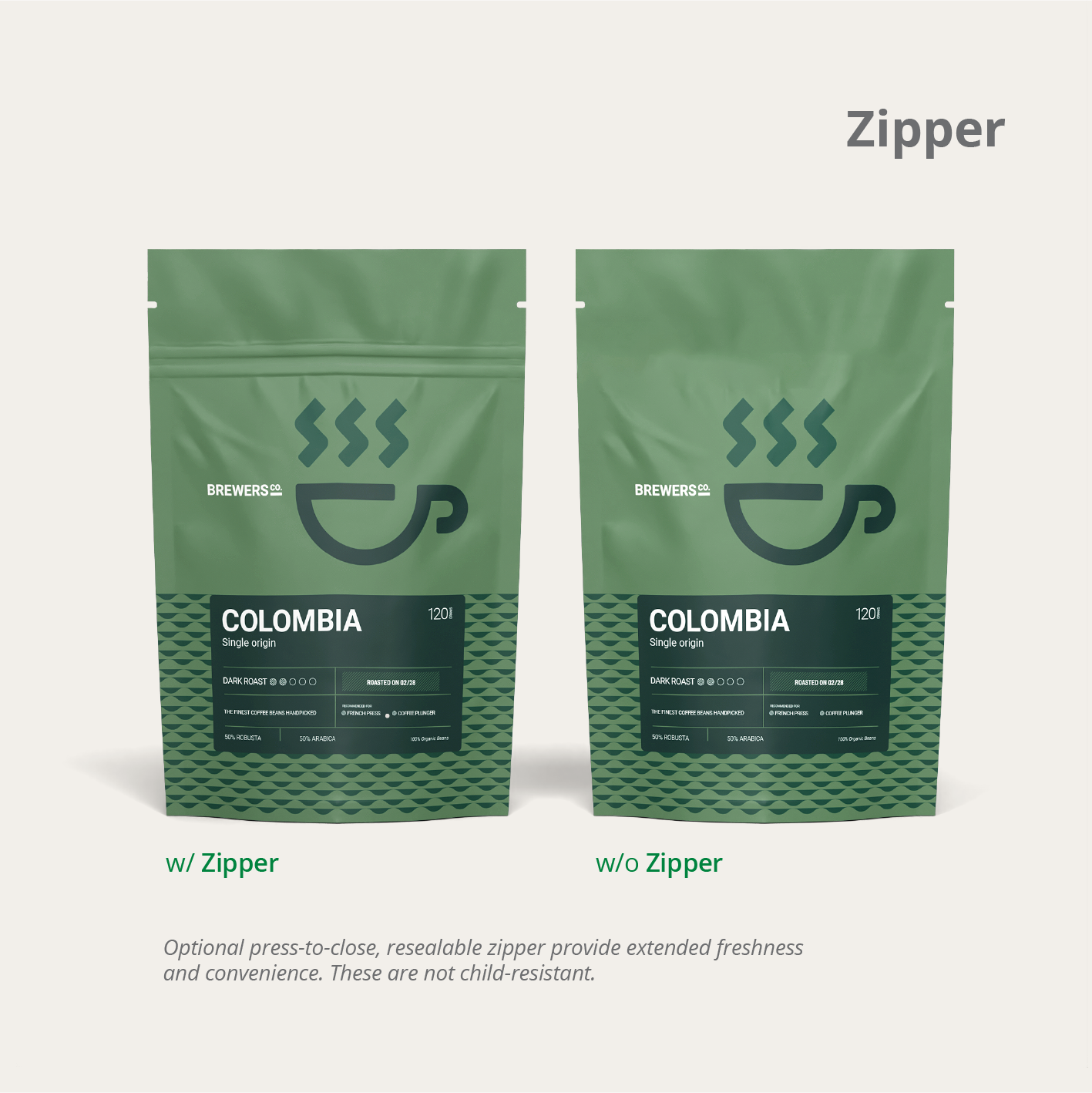 Stand Up Pouches Zipper