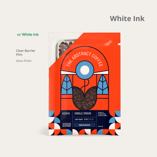 Flat Pouches White Ink Clear