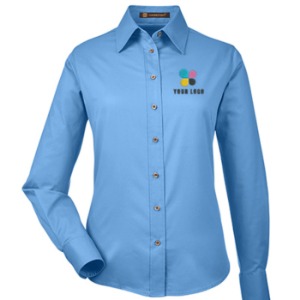 Harriton Ladies' Long-Sleeve Twill Shirt with Stain-Release