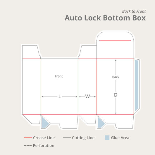 Auto Lock Bottom Tuck Top Dieline