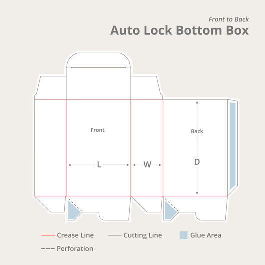 Auto Lock Bottom Tuck Top Dieline