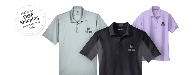 Promote your brand with personalized polo shirts. Polo Shirts